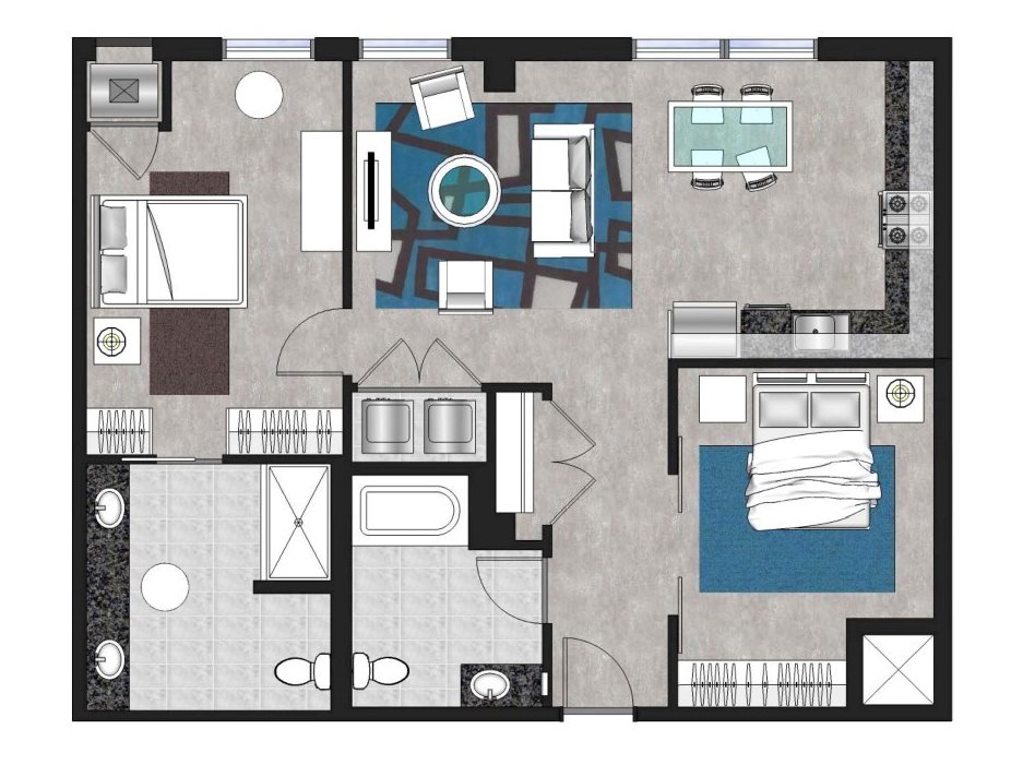 2 Bedroom (2D) Floor Plan 9